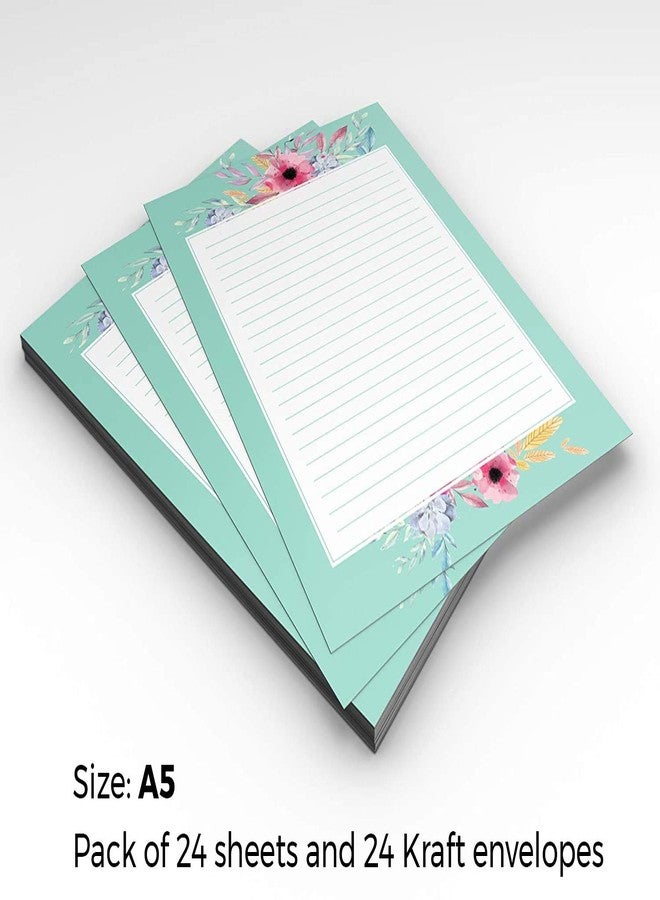 alterEgo Letter Stationery Paper - Perfect for Writing Poems, Lyrics and Letters (with Kraft Envelopes) (Aqua Island) - Image 2