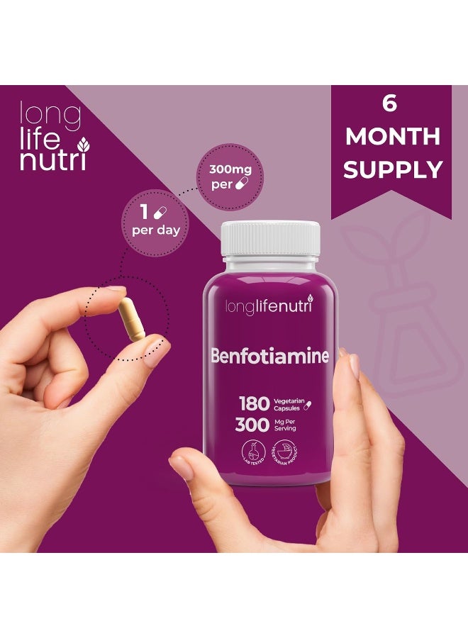 LongLifeNutri Benfotiamine 300mg – 180 Vegetarian Capsules, 6-Month Supply, Fat-Soluble B1 Thiamine Supplement for Energy and Wellness, Lab Tested, Made in USA - Image 5