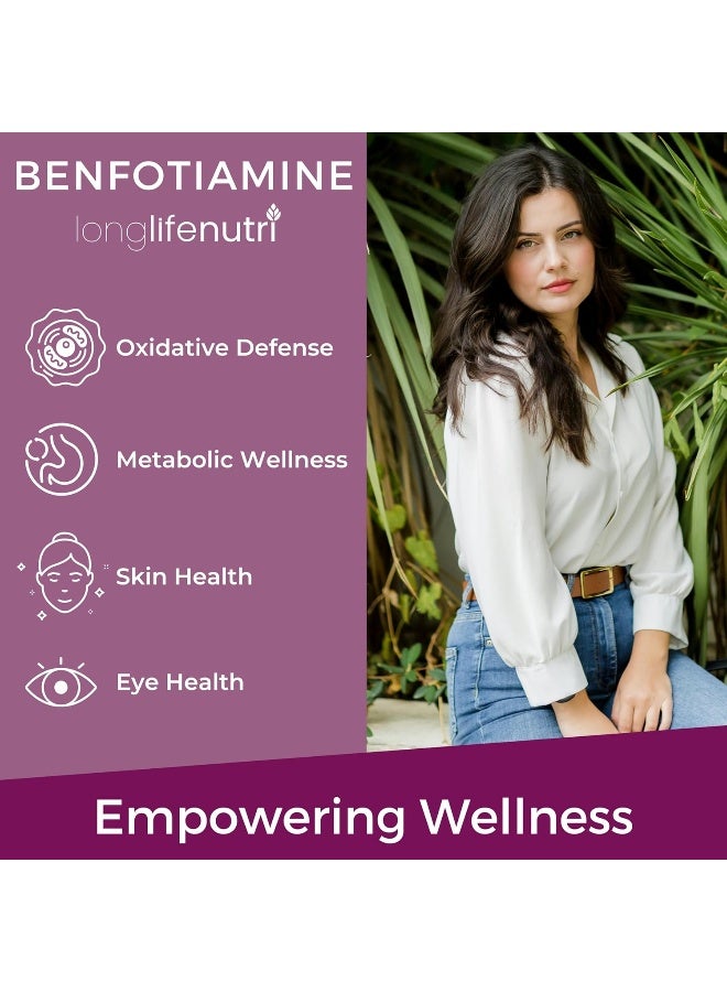 LongLifeNutri Benfotiamine 300mg – 180 Vegetarian Capsules, 6-Month Supply, Fat-Soluble B1 Thiamine Supplement for Energy and Wellness, Lab Tested, Made in USA - Image 4