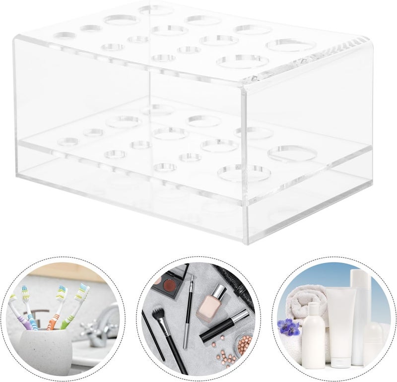 Acrylic Makeup Brush Storage Rack and Cosmetics Storage Container, Desktop Organizer 14.5×10.3×7Cm for Makeup Accessories and Lipstick Holder, Suitable for Vanity Countertop Use - Image 4