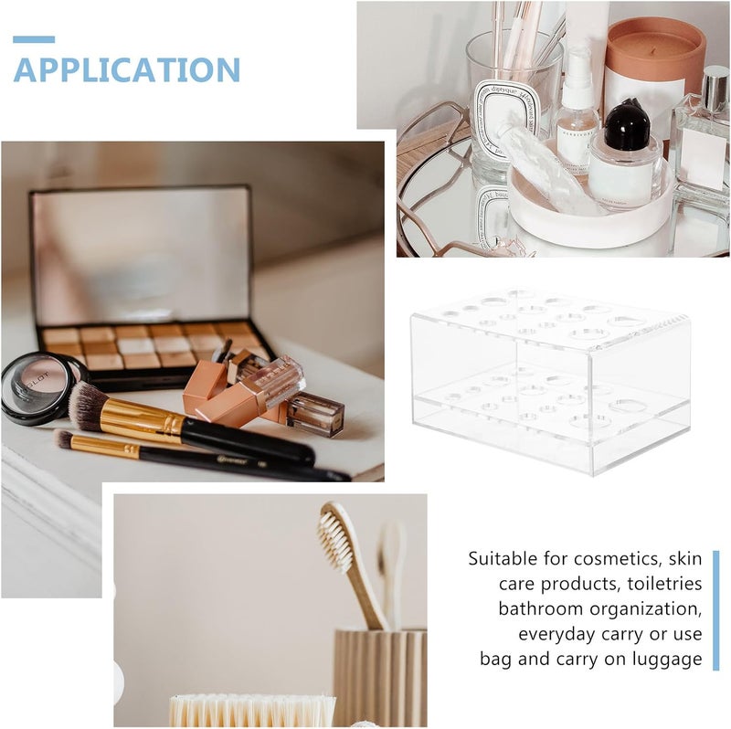 Acrylic Makeup Brush Storage Rack and Cosmetics Storage Container, Desktop Organizer 14.5×10.3×7Cm for Makeup Accessories and Lipstick Holder, Suitable for Vanity Countertop Use - Image 5