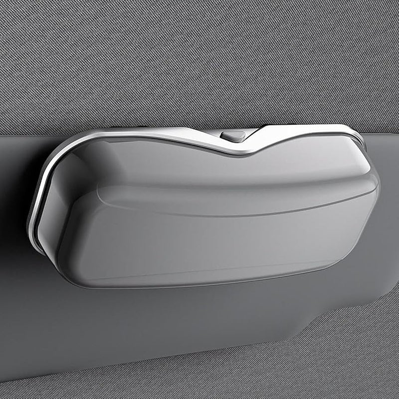 Universal Car Visor Sunglasses Holder Sturdy Hard Shell Eyewear Storage Box Gray - Image 4