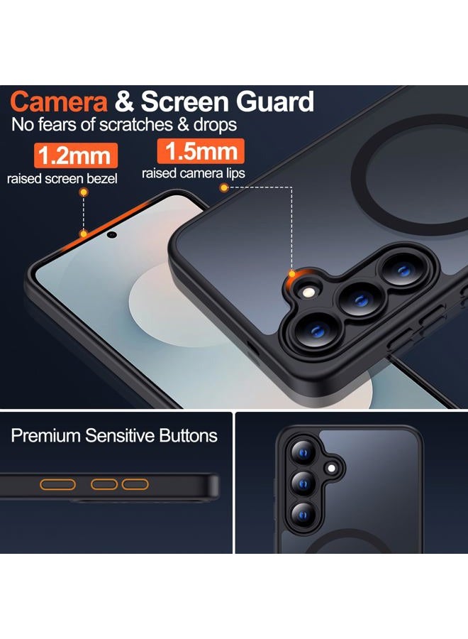 MOZOTER for Samsung Galaxy S25 FE Case with Magnetic,[Compatible with MagSafe][12Ft Military Dropproof][2*Screen Protector] Translucent Anti-Slip Back Slim Shockproof Case for S25 FE-Black - Image 4