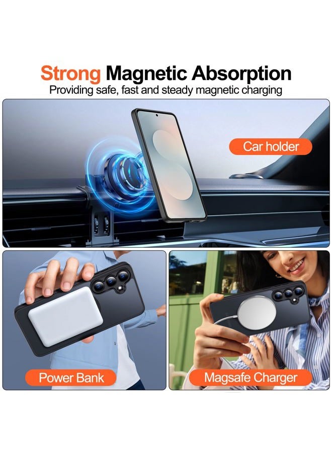 MOZOTER for Samsung Galaxy S25 FE Case with Magnetic,[Compatible with MagSafe][12Ft Military Dropproof][2*Screen Protector] Translucent Anti-Slip Back Slim Shockproof Case for S25 FE-Black - Image 3