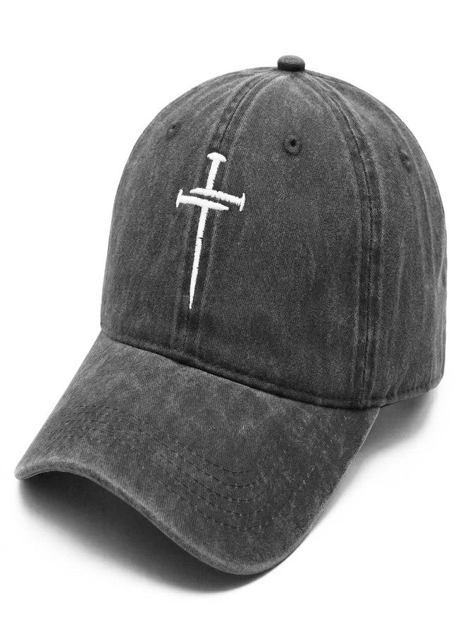 THIN MOUTH Christian Gifts for Men Women, Religious Cross Logo Embroidered Low Profile Unisex Dad Hat-Black - Image 2