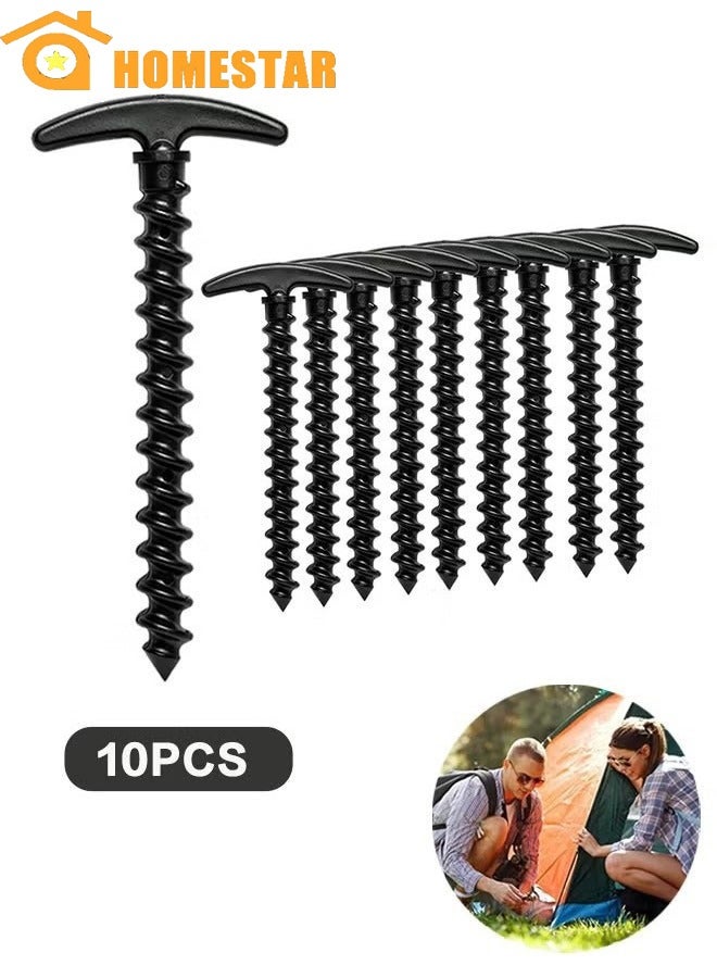 HOMESTAR 10 PCS Tents Stakes, 5.7 Inch Spiral Ground Anchor, Lightweight Tent Pegs for Canopies Tarps, Camping, Backpaking, Landscaping Securing,Black - Image 1