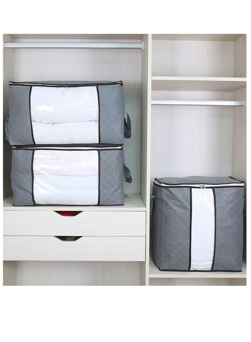 Alissa 4 Pack Clothes Storage Bins Foldable Extra Large Storage Bags Closet Organizers Storage Containers Thick Fabric For Blanket Comforter Clothing Beddin Space Savers  - Image 3