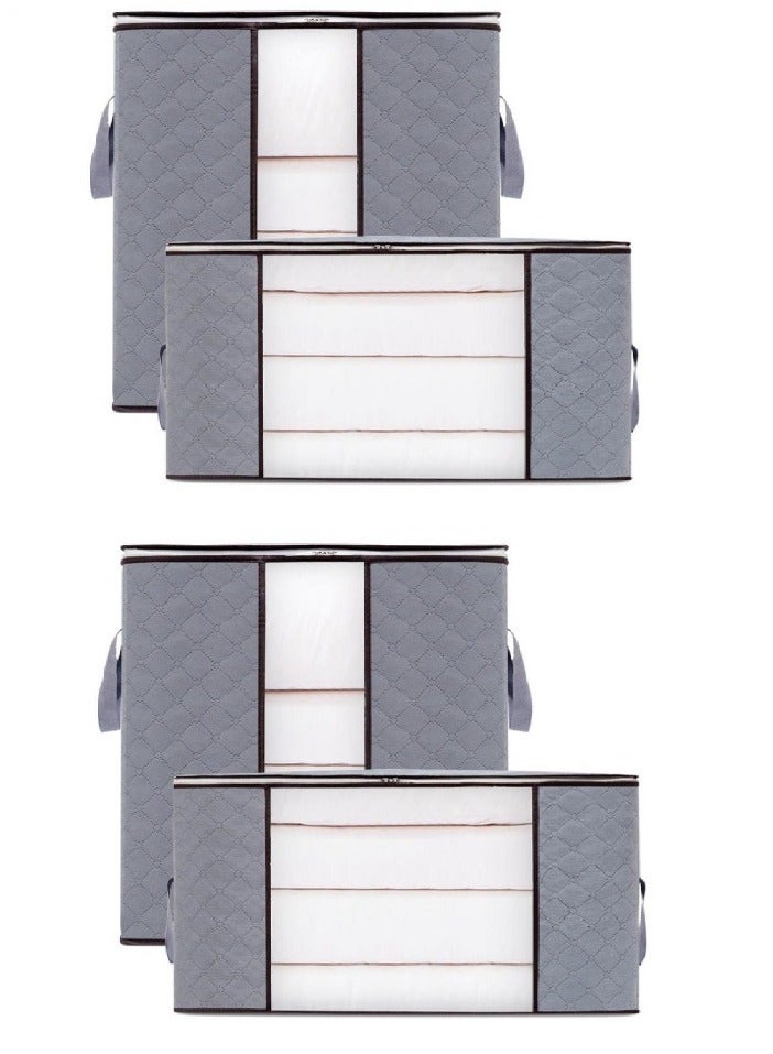 Alissa 4 Pack Clothes Storage Bins Foldable Extra Large Storage Bags Closet Organizers Storage Containers Thick Fabric For Blanket Comforter Clothing Beddin Space Savers  - Image 1