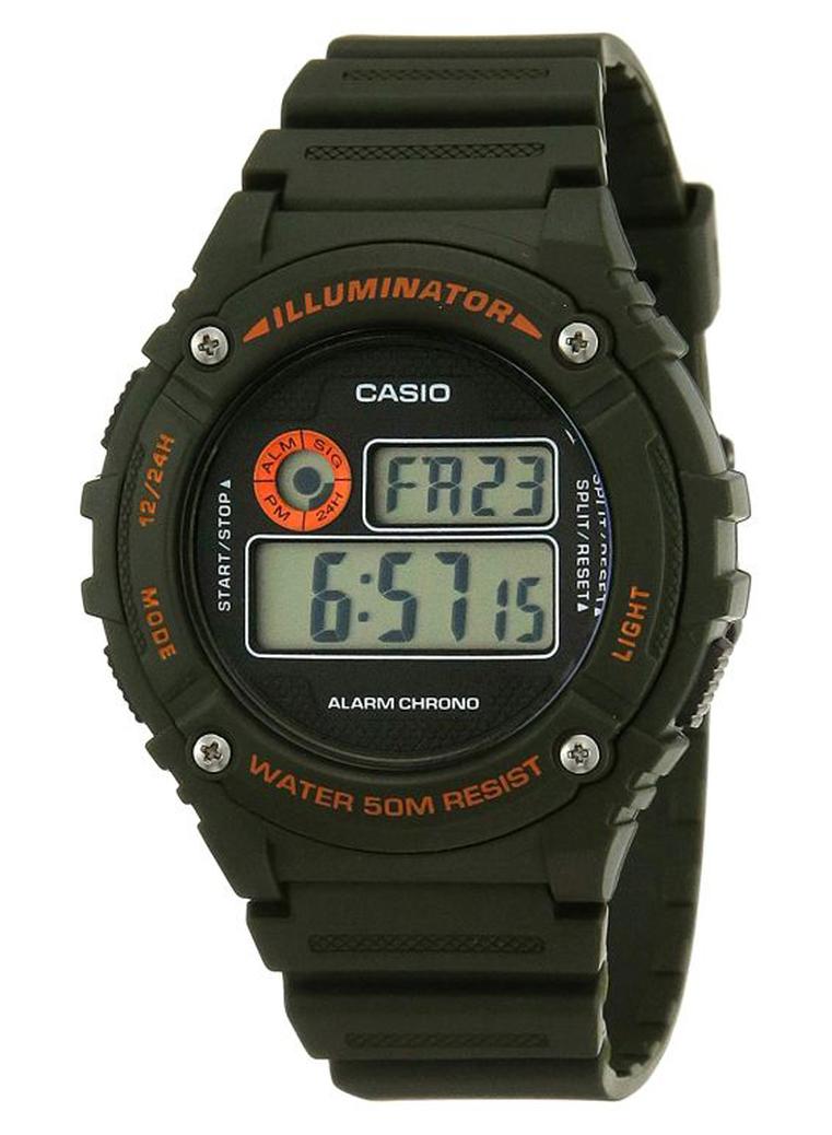 CASIO Boys Resin Digital Quartz Watch W-216H-3BVDF - 44 mm - Green - Image 1