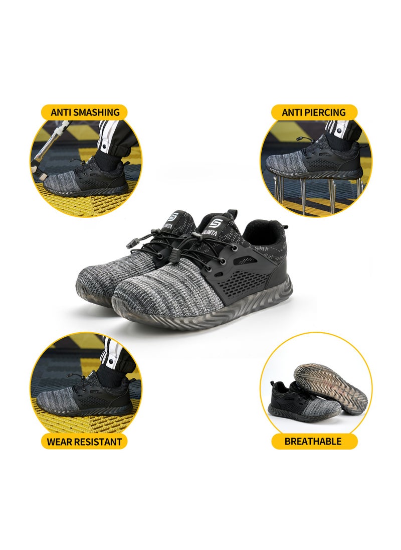 SLIMTA - SLIMTA Men Women Safety Shoes Non-Slip Steel Toe Cap Trainers Mesh Breathable Lightweight Comfortable Puncture Proof Industrial Shoes - Image 1
