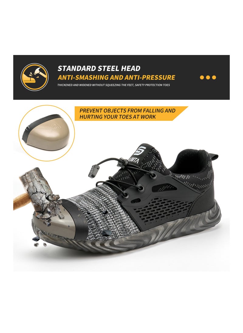 SLIMTA - SLIMTA Men Women Safety Shoes Non-Slip Steel Toe Cap Trainers Mesh Breathable Lightweight Comfortable Puncture Proof Industrial Shoes - Image 1