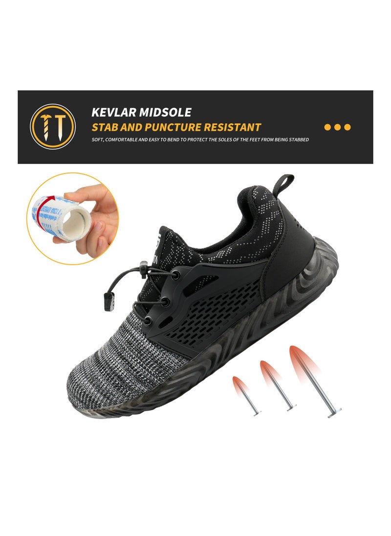 SLIMTA - SLIMTA Men Women Safety Shoes Non-Slip Steel Toe Cap Trainers Mesh Breathable Lightweight Comfortable Puncture Proof Industrial Shoes - Image 1