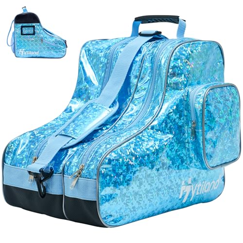 Hytiland Roller Skate Bag Stylish Holographic Fashion Model Spacious Big Capacity Breathable Mesh Waterproof Durable Figure Skating Bag For Women And Youth - Image 1