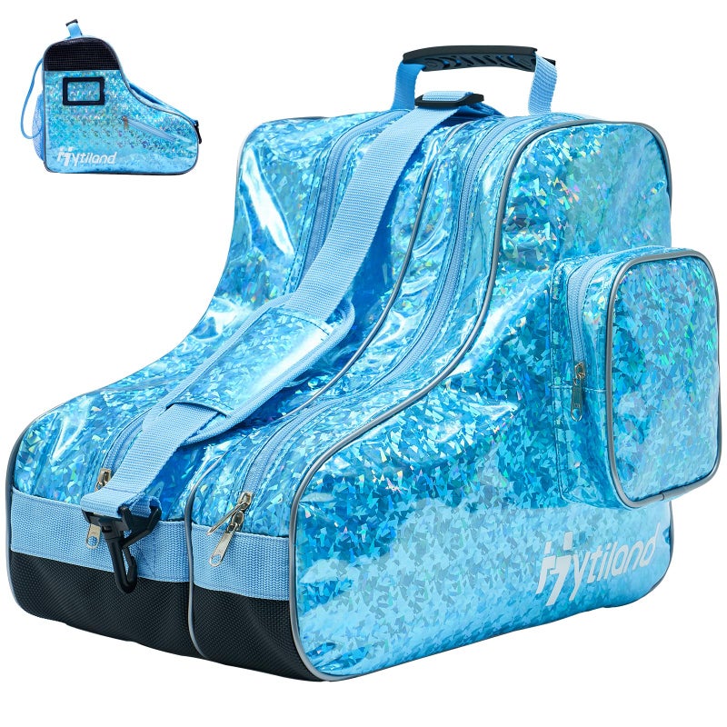 Hytiland Roller Skate Bag Stylish Holographic Fashion Model Spacious Big Capacity Breathable Mesh Waterproof Durable Figure Skating Bag For Women And Youth - Image 2