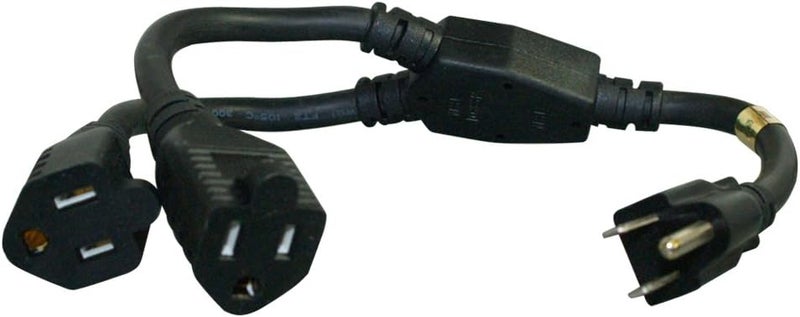 Cablelera Power Cord Extension and Splitter, NEMA 5-15P to NEMA 5-15R x 2, 14 AWG, 15A, 125V (ZWACPQAH-14) - Image 1