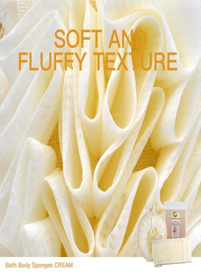 CROVIN Mesh Pouf Body Sponge Set - Redesign Bath Loofahs Shower Puffs 2 Pack & Exfoliating Natural Loofah Back Scrubber. How to - Great Gift for A Glowing Skin & Healthy Body - Image 4