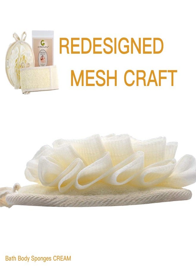 CROVIN Mesh Pouf Body Sponge Set - Redesign Bath Loofahs Shower Puffs 2 Pack & Exfoliating Natural Loofah Back Scrubber. How to - Great Gift for A Glowing Skin & Healthy Body - Image 3