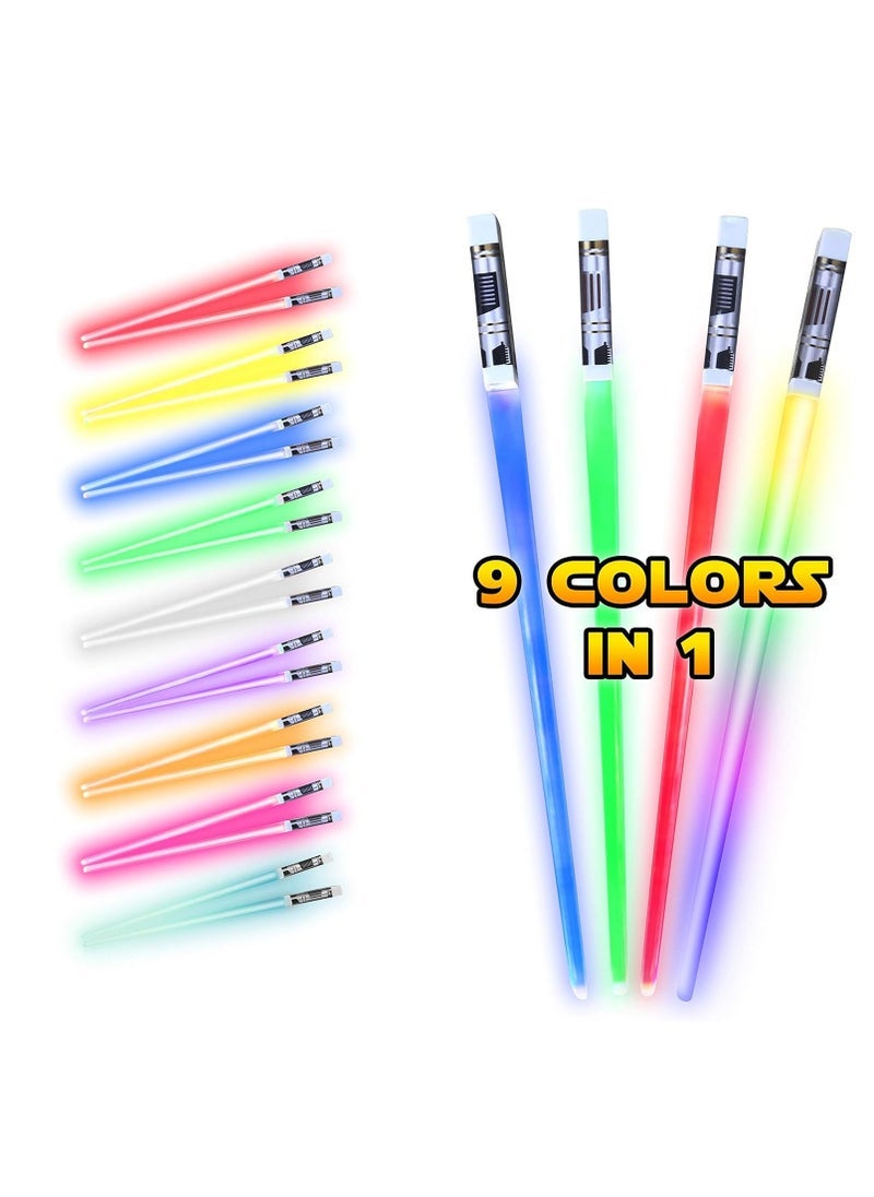 Get free Dinner setLED Light Up Lightsaber Chopsticks, 2 Pairs 9 Colors, Reusable Durable Eco-Friendly Lightweight Portable BPA Free Food Safe Kitchen Dinner Party Utensil Tableware Toy Gift