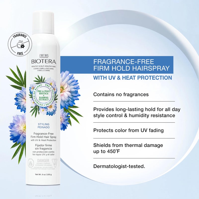 Biotera Styling Fragrance-Free Firm Hold Hair Spray | UV & Heat Protection | 50 VOC | Vegan & Animal Test Free | Paraben & Sulfate Free | Color-Safe | 9 Fl Oz - Image 2