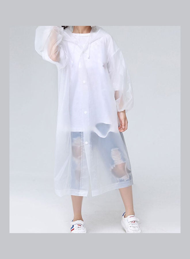 معطف سميك واقٍ من المطر، قابل لإعادة الاستخدام ومزود بغطاء للرأس، للأطفال أبيض - Image 2