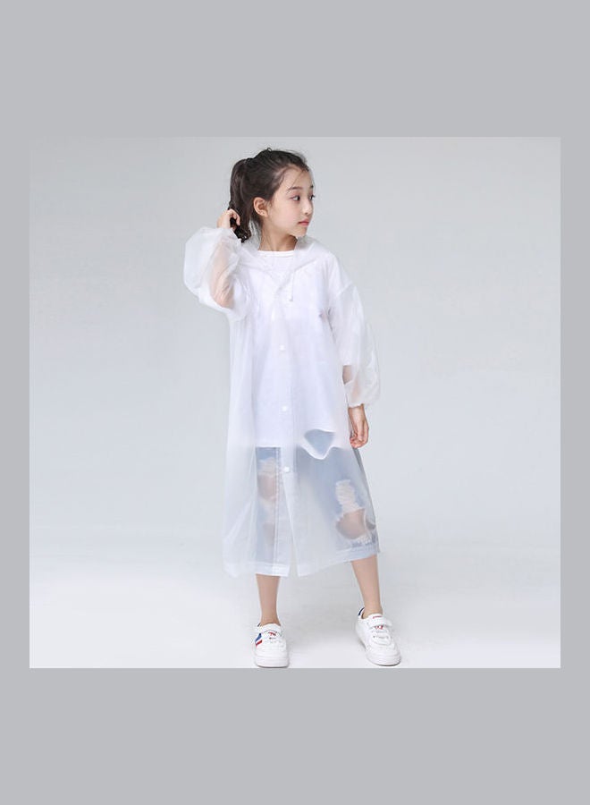 معطف سميك واقٍ من المطر، قابل لإعادة الاستخدام ومزود بغطاء للرأس، للأطفال أبيض - Image 1