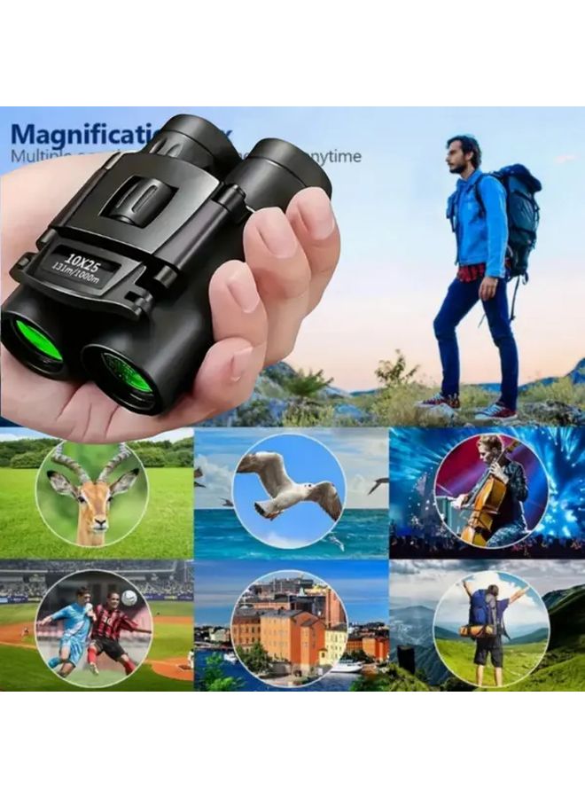 منظار أسود عالي الدقة 10×25 مضغوط وخفيف لمشاهدة الطيور وتسلق الجبال والسفر - Image 5