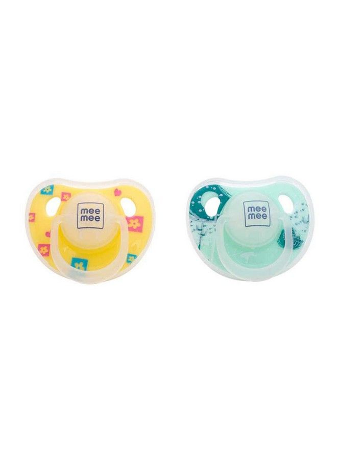 mee mee Baby Silicone Pacifier;Soother For Babies;Toddlers;Infants;Kids Of 0 2 Years Orthodontic Nipple;Oral Stimulation Unique Shape To Support Physchological Breathing (Yellow;Green) - Image 2