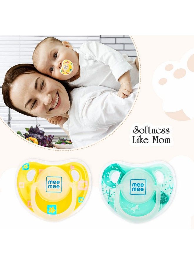 mee mee Baby Silicone Pacifier;Soother For Babies;Toddlers;Infants;Kids Of 0 2 Years Orthodontic Nipple;Oral Stimulation Unique Shape To Support Physchological Breathing (Yellow;Green) - Image 3