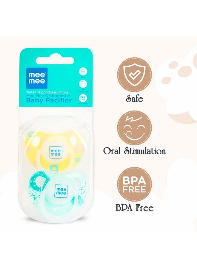 mee mee Baby Silicone Pacifier;Soother For Babies;Toddlers;Infants;Kids Of 0 2 Years Orthodontic Nipple;Oral Stimulation Unique Shape To Support Physchological Breathing (Yellow;Green) - Image 4
