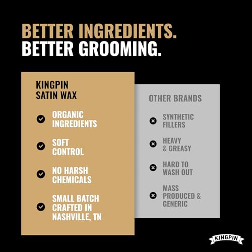 Kingpin Satin Cream Hair Wax for Smooth Styling - Medium Hold & Natural Finish - Lightweight, Non-Greasy Hair Pomade for Men, All-Day Control & Texture - 4.5oz - Image 4