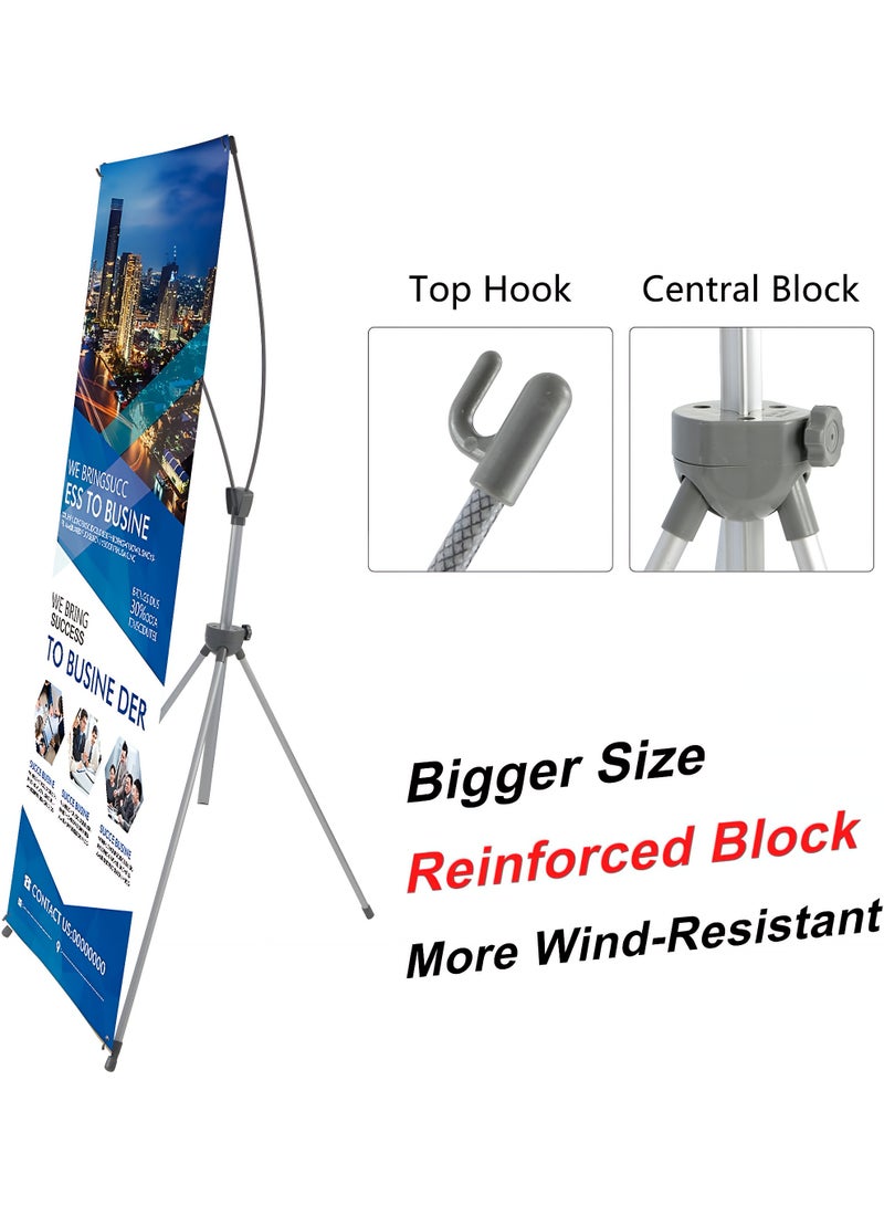 TrustMate X Banner Stand, Adjustable Banner Holder for Trade Show & Exhibition, 23"–32" (58.4–81.3 cm) W × 63"–78" (160.0–198.1 cm) H Portable Retractable Poster Stand with Travel Bag, Aluminum Frame for Retail, Office & Restaurant Display - Image 2