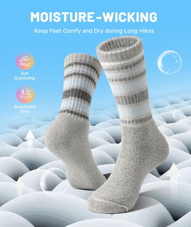 SIMIYA 5 Pairs Merino Wool Socks for Women Winter Thick Warm Hiking Socks Women Thermal Crew Cushion Socks - Image 3