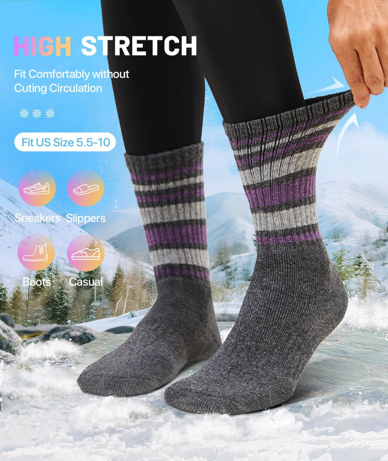 SIMIYA 5 Pairs Merino Wool Socks for Women Winter Thick Warm Hiking Socks Women Thermal Crew Cushion Socks - Image 5