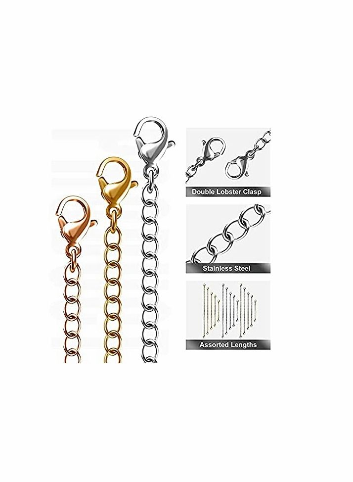 KASTWAVE Necklace Extenders, Stainless Steel Chain Extenders Gold Silver for Jewelry Making - Image 3