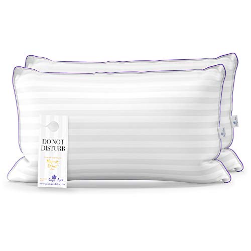 Queen Anne Luxury Hotel Pillows  Two Pack 2  Majesty Down  Synthetic Down Alternative  Allergy Free Hypoallergenic Bed Pillows  Made in USA Queen Soft
