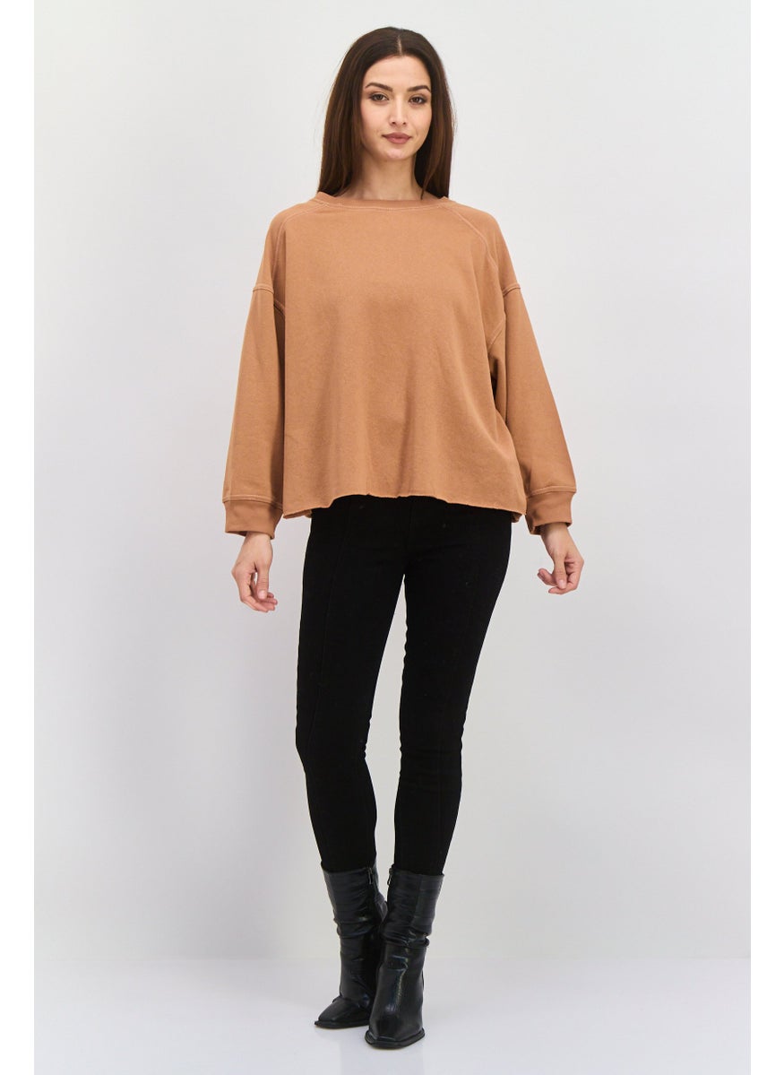 Women Round Neck Plain Sweatshirt, Brown - pzsku/Z728CBABEC36AB7CE0EBDZ/45/_/1737642974/4de1cfd7-952d-487f-aabc-b2fcbad826bd