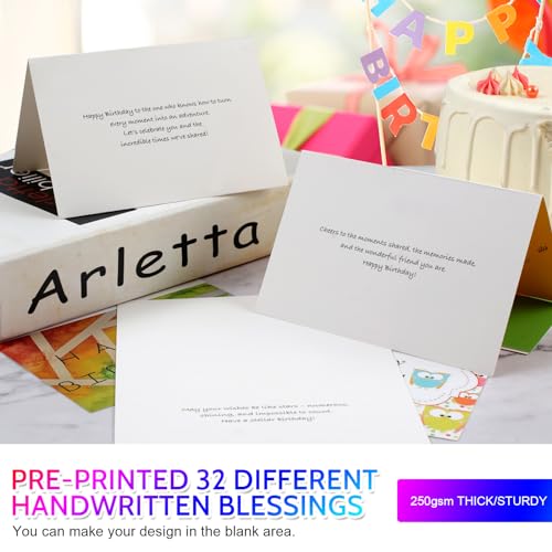 Joyberg 32 PCS Happy Birthday Cards Bulk with Envelopes, 4x6 Assorted Birthday Cards - Image 4