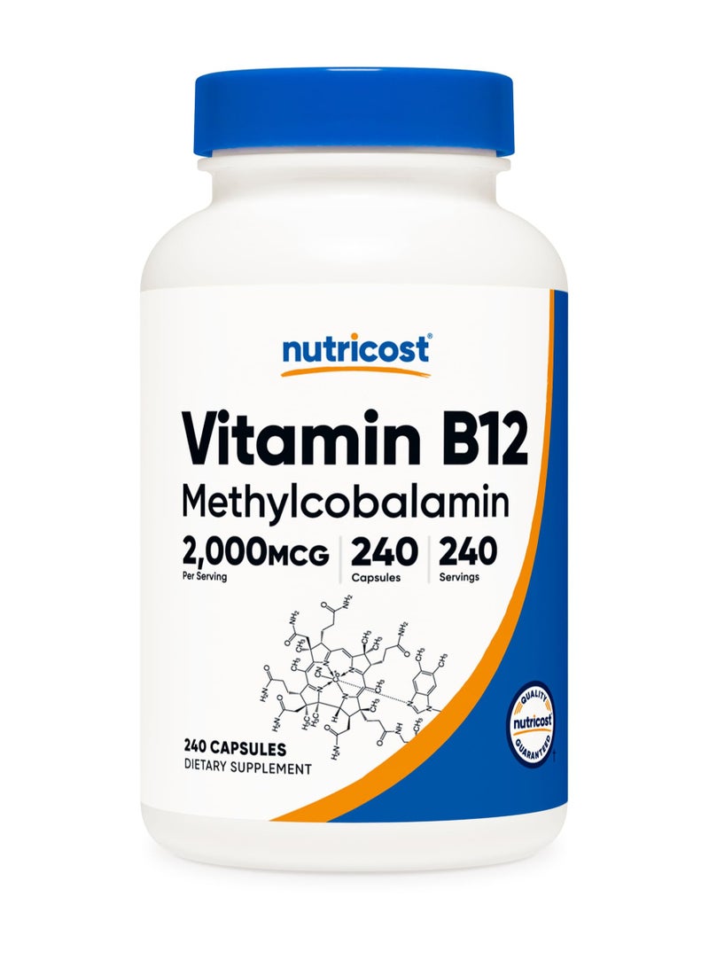 Nutricost Vitamin B12 Methylcobalamin,2000 MCG Per serving- 240 SERVINGS | 240 Capsules  - Image 1