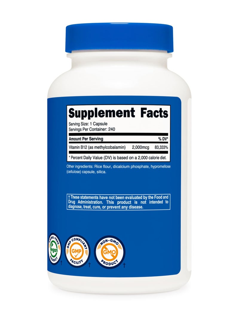 Nutricost Vitamin B12 Methylcobalamin,2000 MCG Per serving- 240 SERVINGS | 240 Capsules  - Image 2