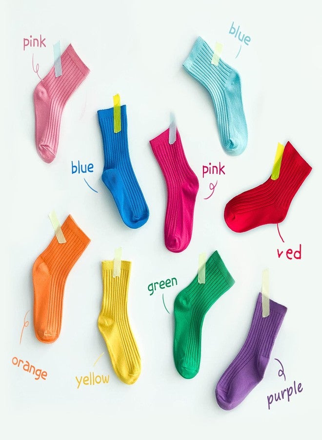 Mini Panda Little Girl's Socks, Girls Socks Cute ,girls Crew Socks 9 Pairs Pack, 9 Pairs-5, 9-12 Years - Image 2