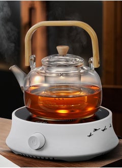 TOMSHOO Electric Coffee Pot Warmer with 900ml Teapot,Electric Teapot Stove, 800W Electric Ceramic Stove Hot Plate,20 Min Auto Power Off，Heater Stove Countertop Burner for Boiling Water, Tea, Coffee  (White)  - Image 1