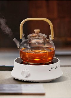 TOMSHOO Electric Coffee Pot Warmer with 900ml Teapot,Electric Teapot Stove, 800W Electric Ceramic Stove Hot Plate,20 Min Auto Power Off，Heater Stove Countertop Burner for Boiling Water, Tea, Coffee  (White)  - Image 2