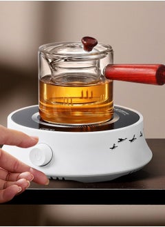 TOMSHOO Electric Coffee Pot Warmer with 900ml Teapot,Electric Teapot Stove, 800W Electric Ceramic Stove Hot Plate,20 Min Auto Power Off，Heater Stove Countertop Burner for Boiling Water, Tea, Coffee  (White)  - Image 3