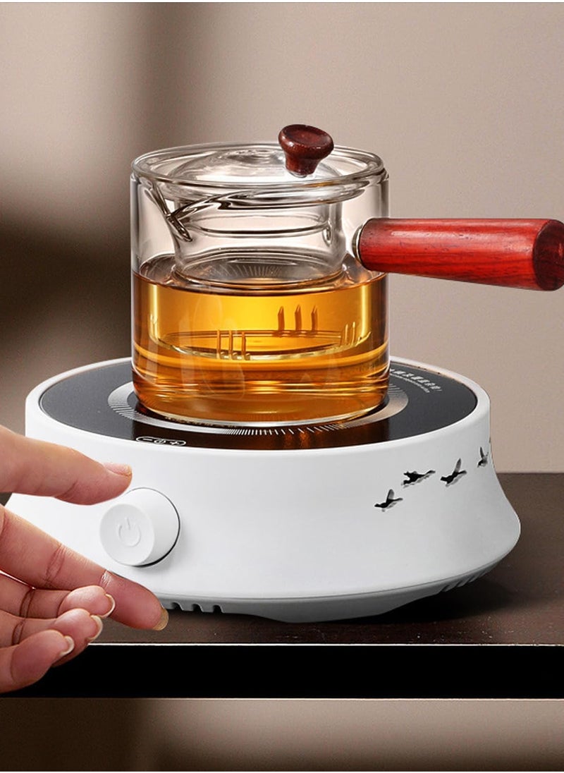 TOMSHOO Electric Coffee Pot Warmer with 900ml Teapot,Electric Teapot Stove, 800W Electric Ceramic Stove Hot Plate,20 Min Auto Power Off，Heater Stove Countertop Burner for Boiling Water, Tea, Coffee  (White)  - Image 3