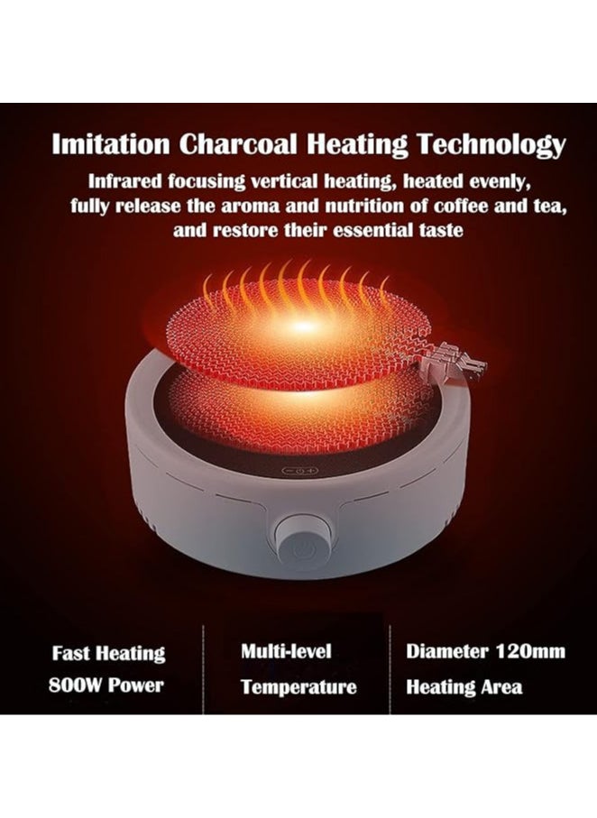 TOMSHOO Electric Coffee Pot Warmer with 900ml Teapot,Electric Teapot Stove, 800W Electric Ceramic Stove Hot Plate,20 Min Auto Power Off，Heater Stove Countertop Burner for Boiling Water, Tea, Coffee  (White)  - Image 5