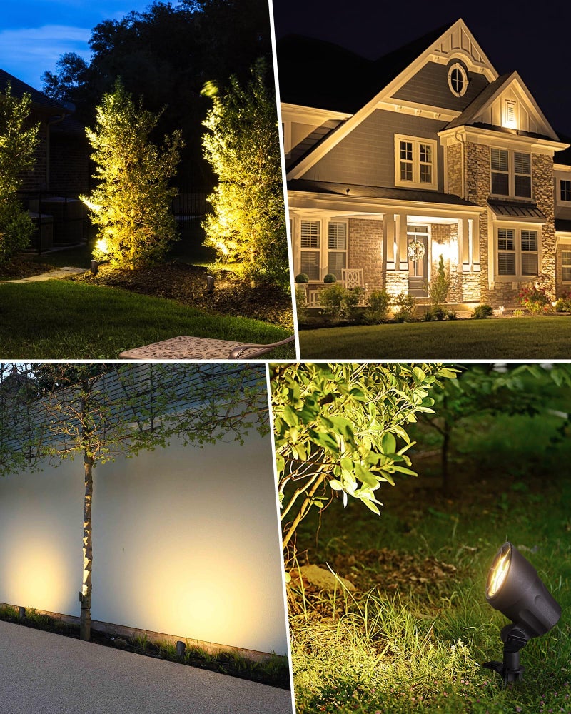SUNVIE 6W LED Landscape Lights Low Voltage Landscape Lighting with Connectors Warm White Landscape Spotlights Outdoor 12-24V Waterproof Yard Garden Lights Wired Tree Wall Landscape Spotlights, 8 Pack - Image 5