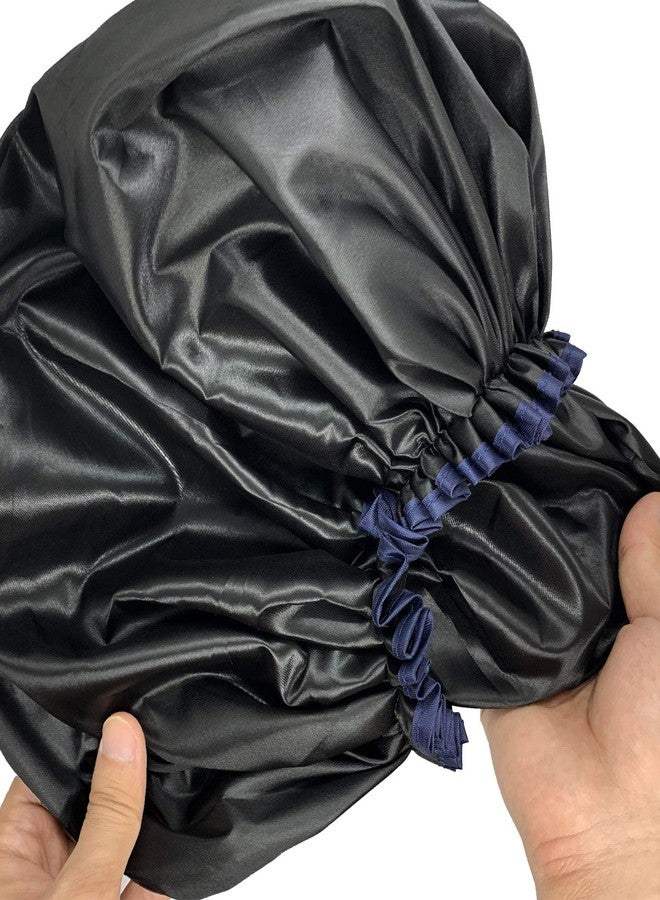 ELEBOX Jumbo Shower Cap XL Double-Layer Satin Bonnet Sleep Cap for Braids Waterproof Bath Caps Reusable Shower Hat - Image 4