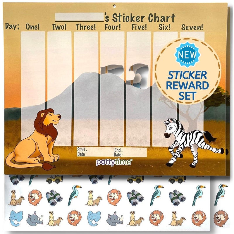 Potty Watch Training Sticker Chart  Potty Training with 4Weekly Savanna Themed Charts  144 Stickers  Easy to Peel Stickers for Kids  Reward Their Efforts Fosters Fun  Independence