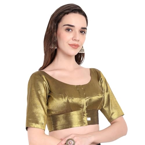 JISB Plain Tissue Blouse with Elbow Length Sleeve (Dark Green, XL) - Image 2
