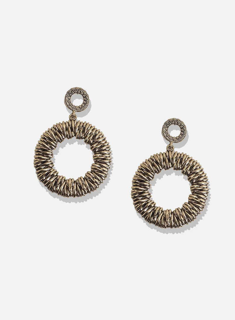 SOHI Circular Metallic Ribbed Artificial Drop Earring Jewellery